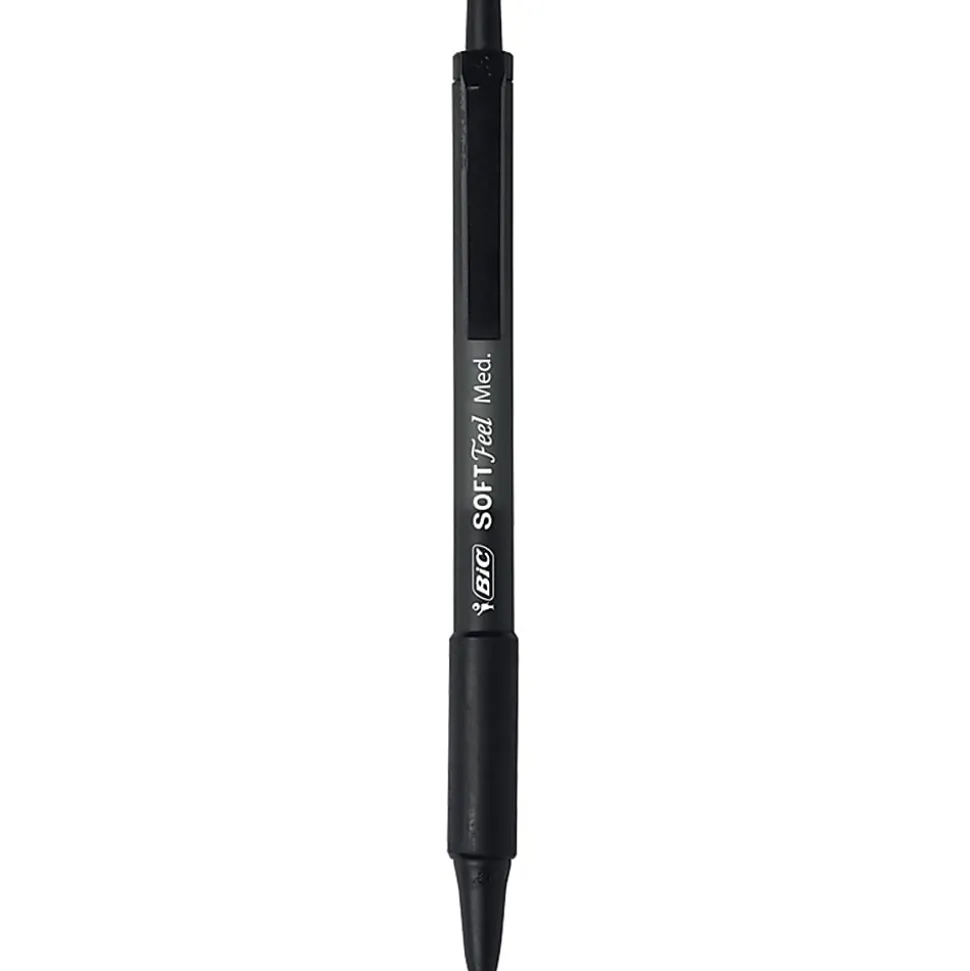 BIC Soft Feel Retractable Ball Point Pen, Medium Point, 1.0MM, Black, Pack Of 18