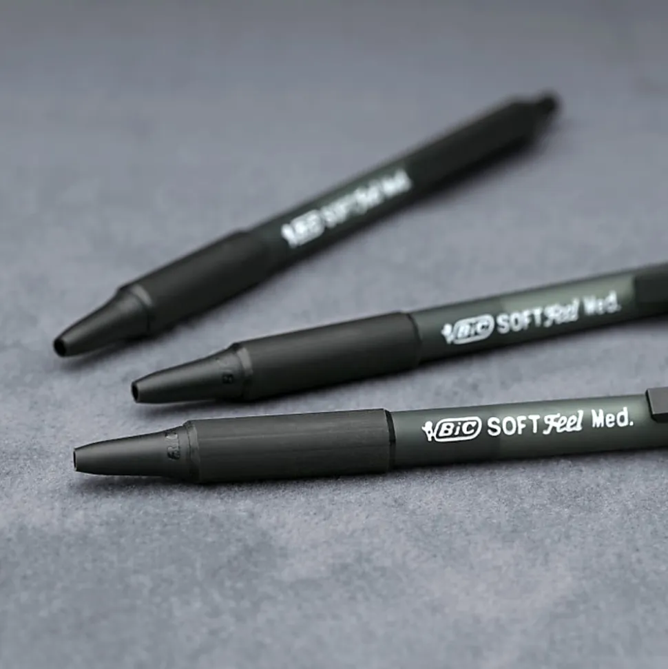 BIC Soft Feel Retractable Ball Point Pen, Medium Point, 1.0MM, Black, Pack Of 18