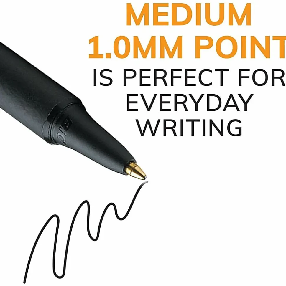 BIC Soft Feel Retractable Ball Point Pen, Medium Point, 1.0MM, Black, Pack Of 18