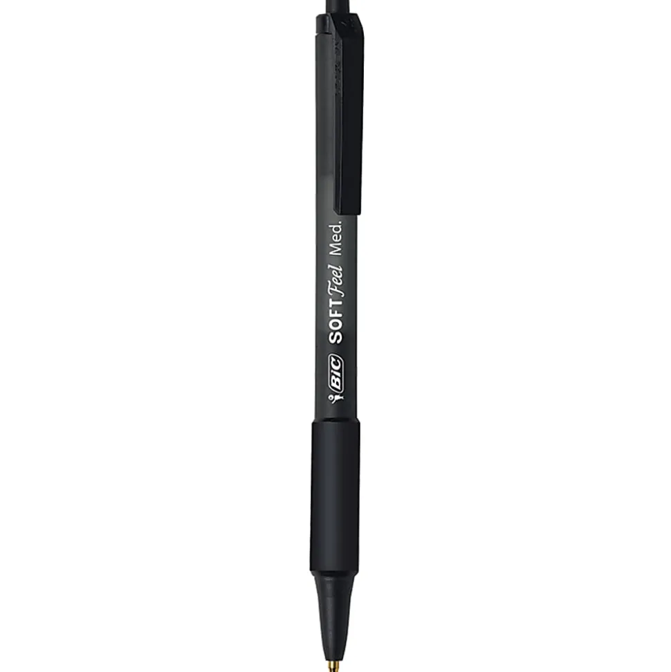 BIC Soft Feel Retractable Ball Point Pen, Medium Point, 1.0MM, Black, Pack Of 18