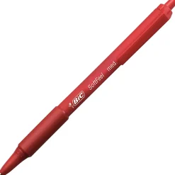 BICĀ® Soft FeelĀ® Retractable Ballpoint Pens, Medium Point, 1.0 mm, Red Barrel, Red Ink, Box Of 12 Pens
