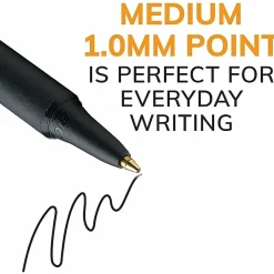 BIC Soft Feel Retractable Ballpoint Pens, Medium Point, 1.0 mm, Blue Barrel, Blue Ink, Pack Of 12
