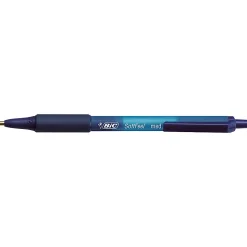 BIC Soft Feel Retractable Ballpoint Pens, Medium Point, 1.0 mm, Blue Barrel, Blue Ink, Pack Of 12