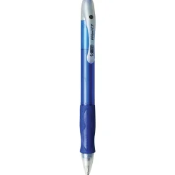 BIC® Velocity® Retractable Ballpoint Pens, Medium Point, 1.0 mm, Assorted Barrels, Blue Ink, Pack Of 12