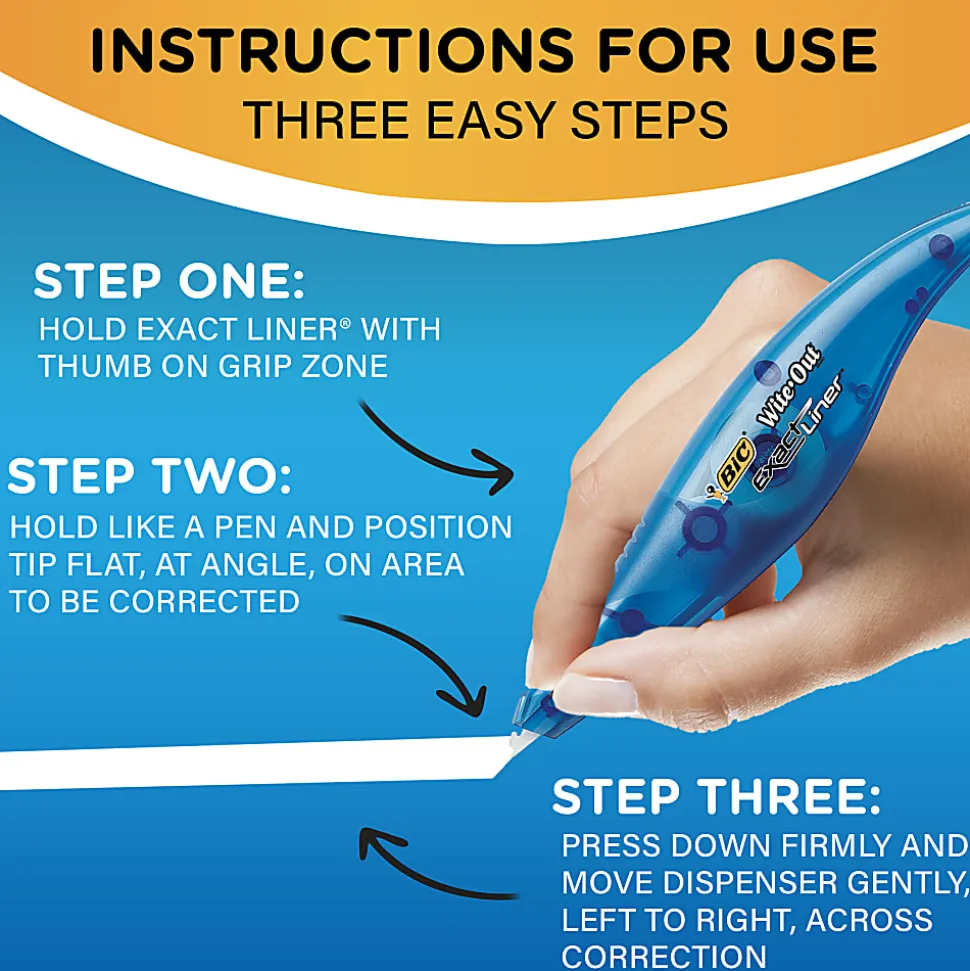 BIC Wite-Out Brand Exact Liner Correction Tape, 19.6 Feet, White, Fast, Clean and Easy to Use Tear-Resistant Tape, 1-Count