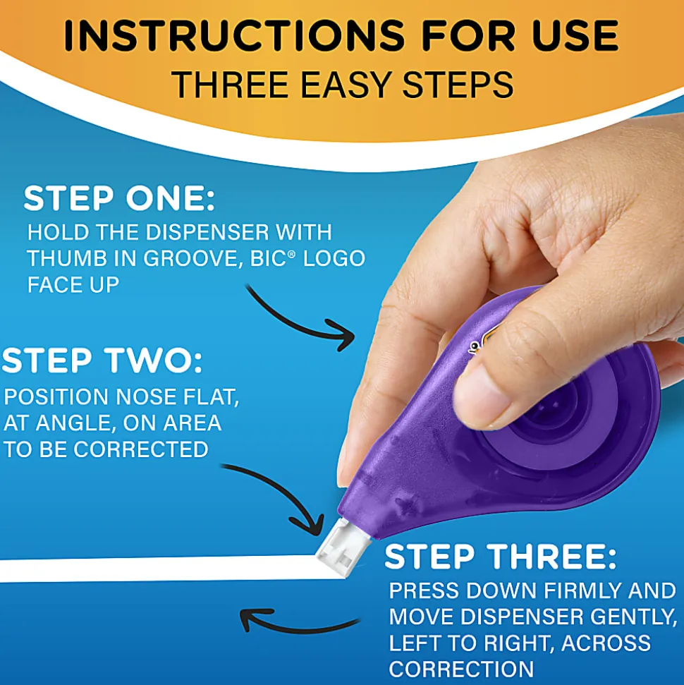 BIC Wite-Out EZ Correct Correction Tape, White, No Dry Time, Tear Resistant Tape, 4-Count
