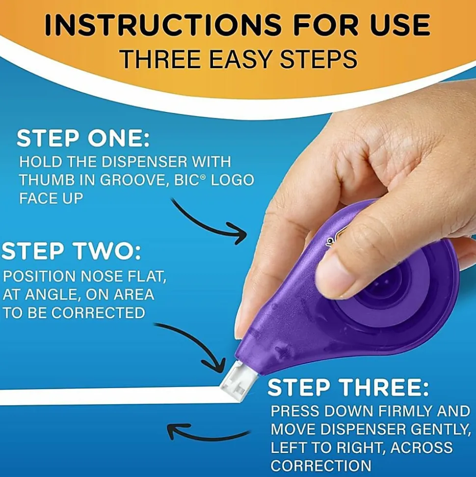 BIC Wite-Out EZ Correct Correction Tape, White, No Dry Time, Tear Resistant Tape, 4-Count
