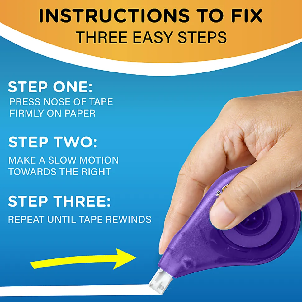 BIC Wite-Out EZ Correct Correction Tape, White, No Dry Time, Tear Resistant Tape, 4-Count