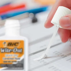 BIC® Wite-Out® Quick Dry Correction Fluid With Foam Applicator, White, Pack Of 3