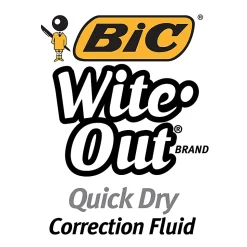 BIC® Wite-Out® Quick Dry Correction Fluid With Foam Applicator, White, Pack Of 3