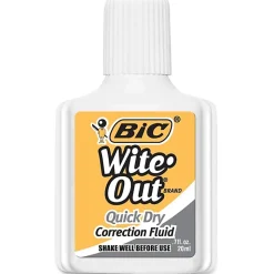 BIC® Wite-Out® Quick Dry Correction Fluid With Foam Applicator, White, Pack Of 3