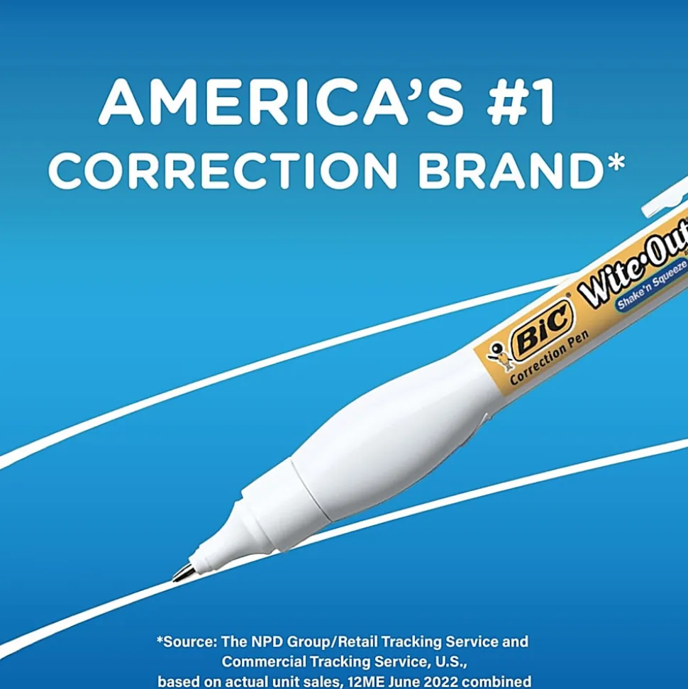 BIC Wite-Out Shake 'N Squeeze Correction Pen - Pen Applicator - 8 mL - White - Fast-drying - 12 / Box