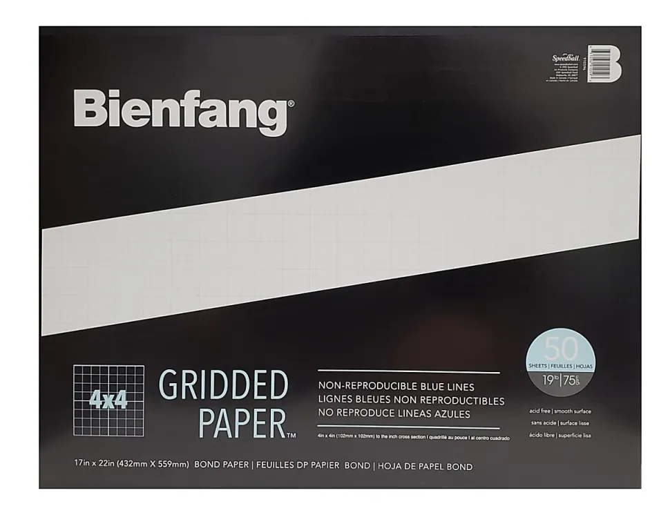 Bienfang® Gridded Paper™ Pad, 17" x 22", 50 Sheets, White/Blue