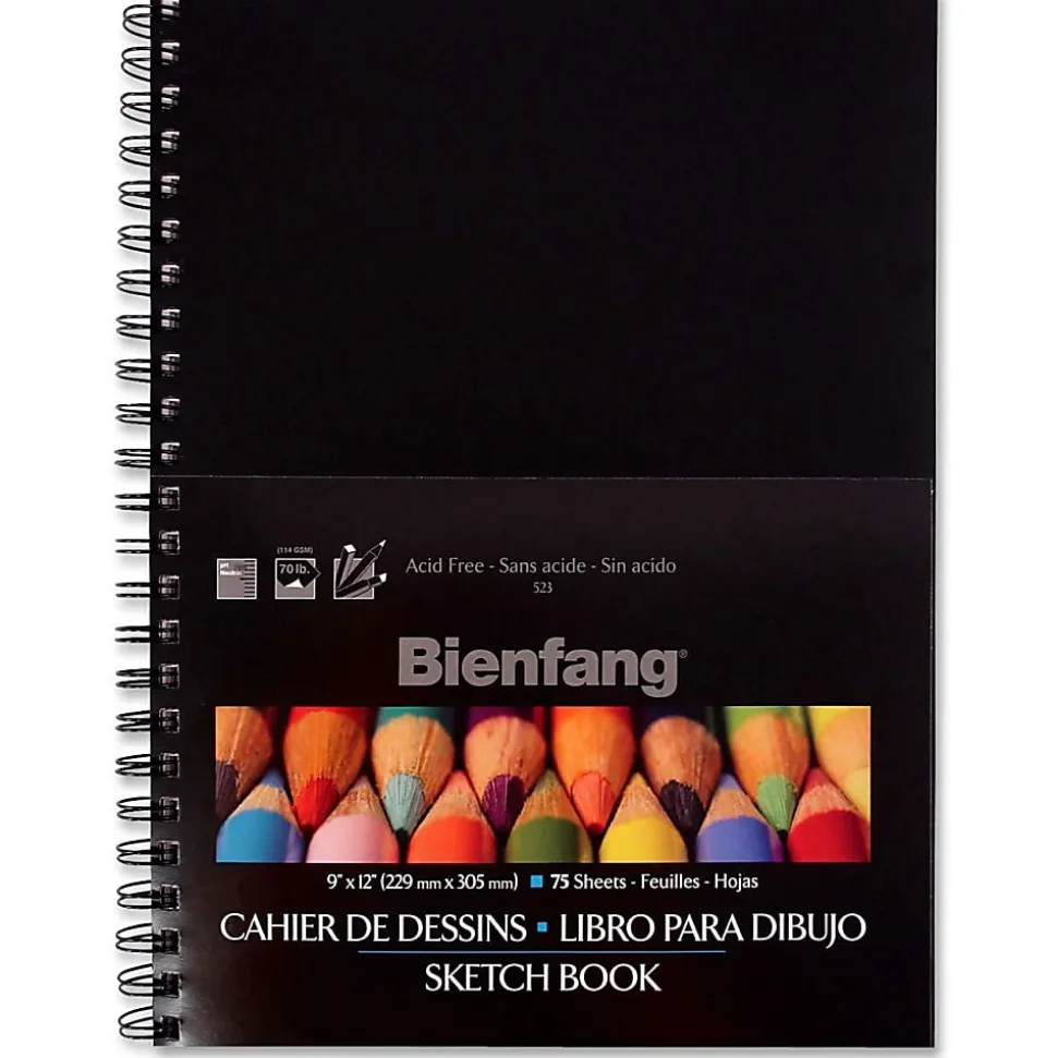 Bienfang® Sketchbook, 9" x 12", 150 Pages (75 Sheets), 50% Recycled, White
