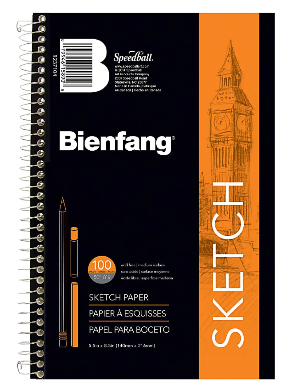 Bienfang® Sketchbook, 8 1/2" x 5 1/2", 100 Sheets (200 Pages), White