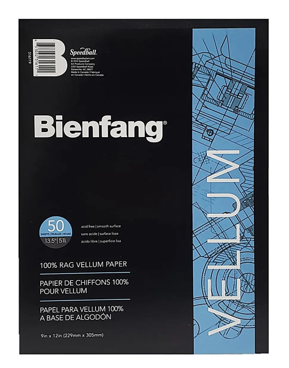 Bienfang® Vellum Drafting Pad, 9" x 11 3/4", 25 Sheets, White
