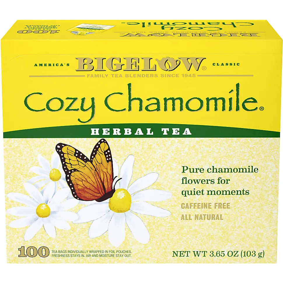 Bigelow Cozy Chamomile Tea Bags, 1.5 Oz, Box Of 100 Tea Bags