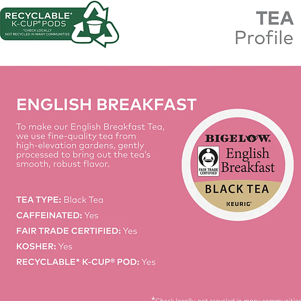 Bigelow® English Breakfast Tea Keurig Single-Serve K-Cup Pods, 96 Count (4 Boxes of 24)