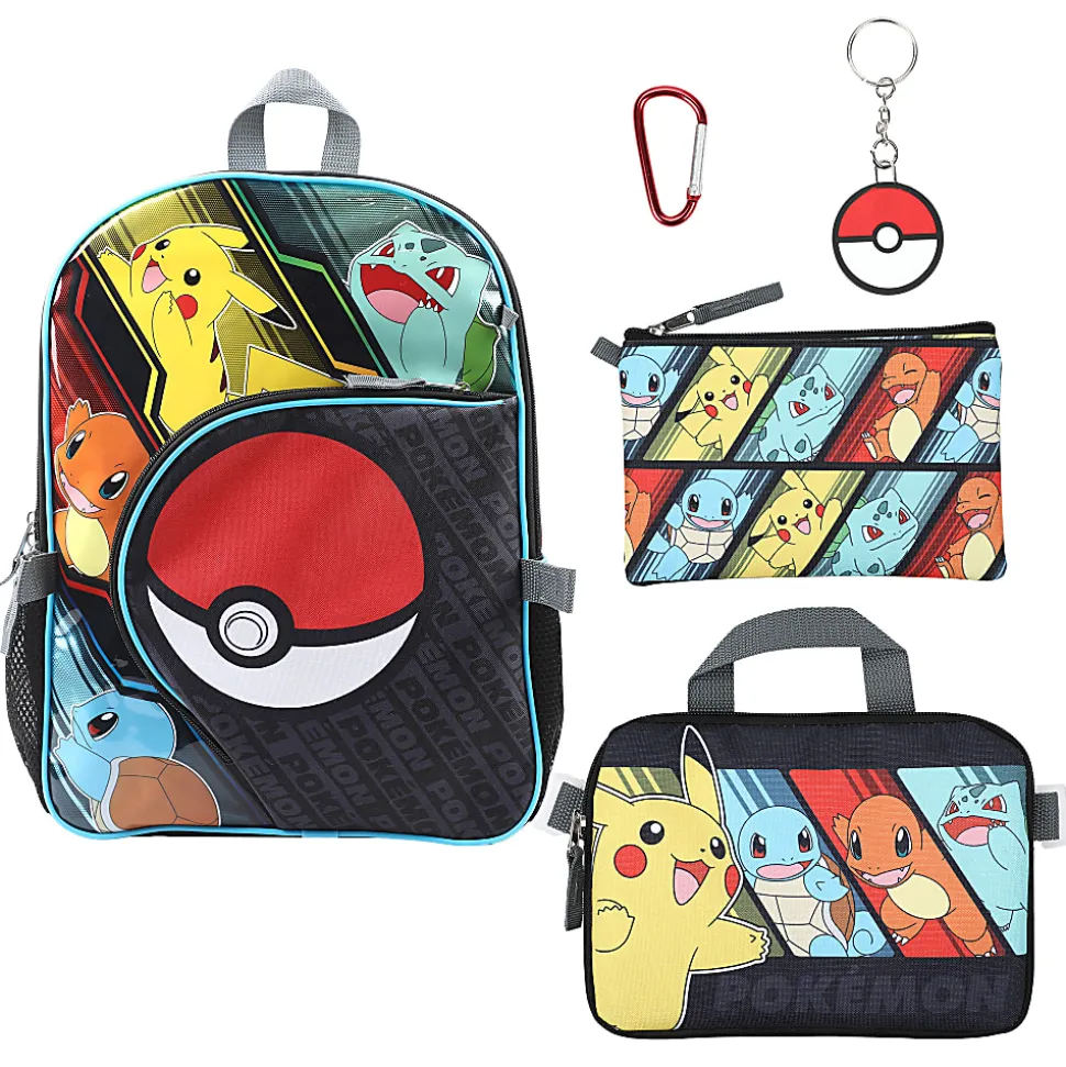 Bioworld Pokémon 5-Piece Backpack Set, Multicolor, Total Qty 1