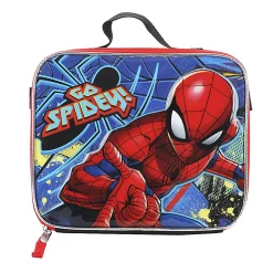 Bioworld Spiderman Backpack With Lunch Bag, Utility Case, Key Chain And Water Bottle, Multicolor