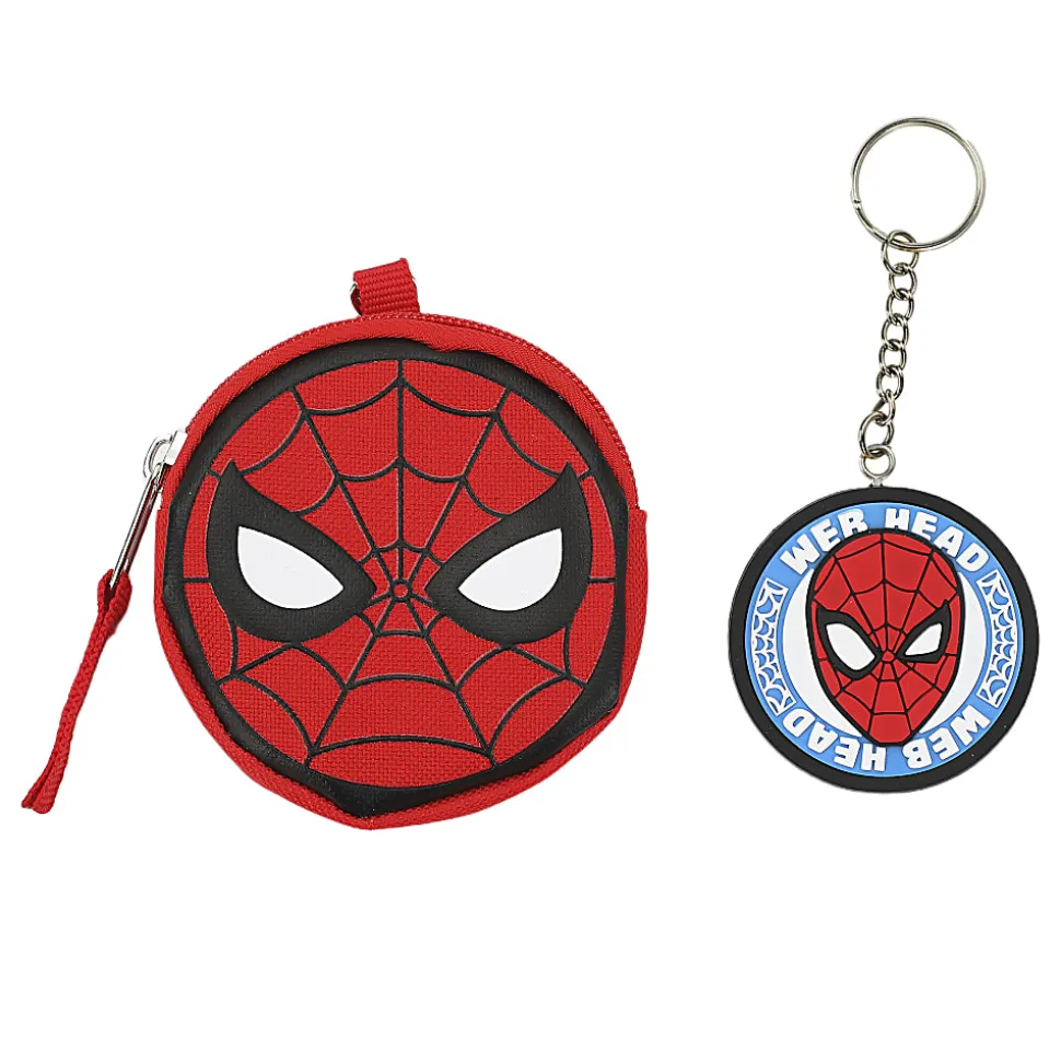 Bioworld Spiderman Backpack With Lunch Bag, Utility Case, Key Chain And Water Bottle, Multicolor