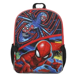 Bioworld Spiderman Backpack With Lunch Bag, Utility Case, Key Chain And Water Bottle, Multicolor