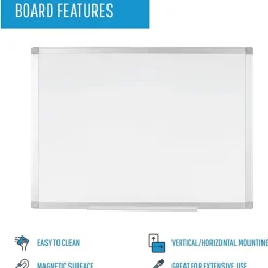 Bi silque Ayda Magnetic Dry-Erase Porcelain Whiteboard, 18