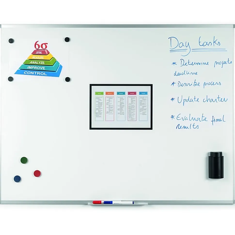Bi-silque Ayda Porcelain Magnetic Dry-Erase Board, 24" x 36", White, Aluminum Frame