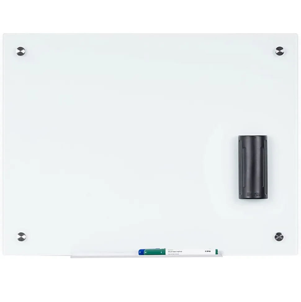 Bi-silque Magnetic Glass Dry Erase Board - 36" (3 ft) Width x 48" (4 ft) Height - White Glass Surface - Rectangle - Horizontal/Vertical - 1 Each