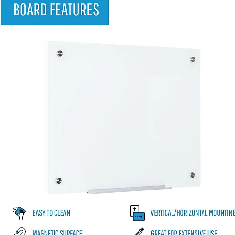 Bi-silque Magnetic Glass Dry Erase Board - 36" (3 ft) Width x 48" (4 ft) Height - White Glass Surface - Rectangle - Horizontal/Vertical - 1 Each