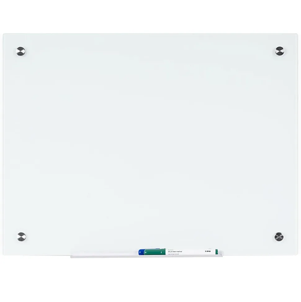 Bi-silque Magnetic Glass Dry Erase Board - 36" (3 ft) Width x 48" (4 ft) Height - White Glass Surface - Rectangle - Horizontal/Vertical - 1 Each
