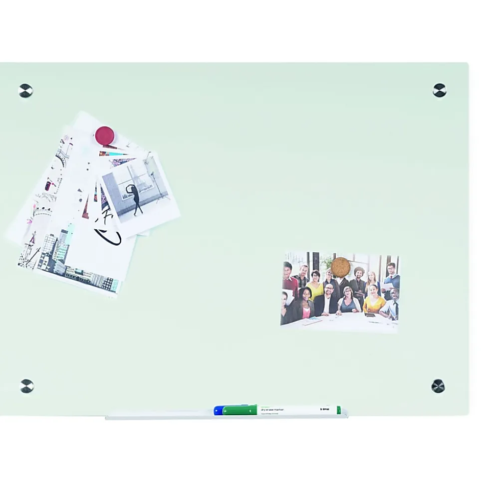 Bi-silque Magnetic Glass Dry Erase Board - 24" (2 ft) Width x 36" (3 ft) Height - White Glass Surface - Rectangle - Horizontal/Vertical - 1 Each