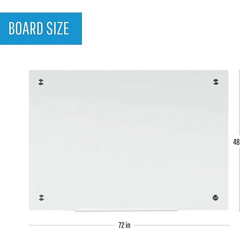 Bi-silque Magnetic Glass Dry Erase Board - 48" (4 ft) Width x 72" (6 ft) Height - White Glass Surface - Rectangle - Horizontal/Vertical - 1 Each