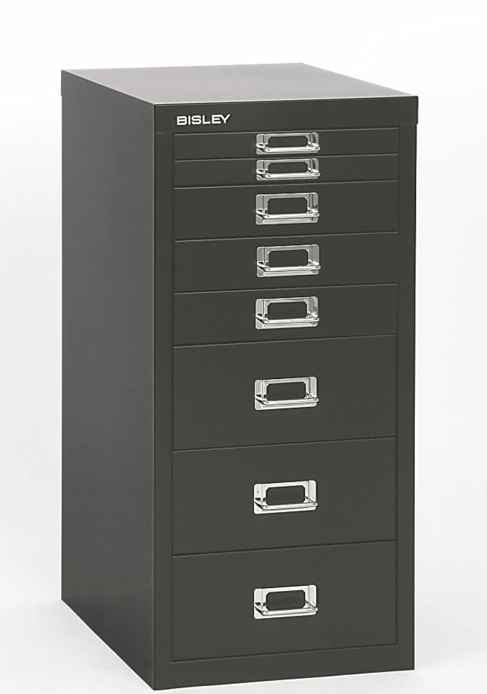 Bisley 15"D Vertical 8-Drawer Under-Desk File Cabinet, Black