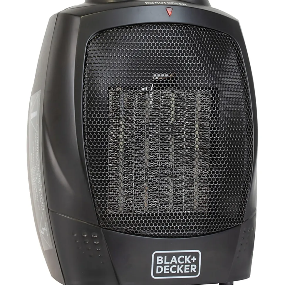 Black+Decker BHDC201 1,500-Watt Personal Ceramic Heater, 9-1/4”H x 7-5/16”W x 6-5/16”D, Black