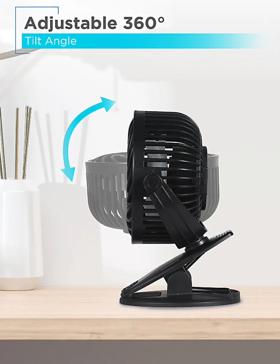 Black+Decker 4" Convertible Cooling Clip Fans, 6-5/16”H x 5-1/8”W x 3-15/16”D, Black, Set Of 2 Fans