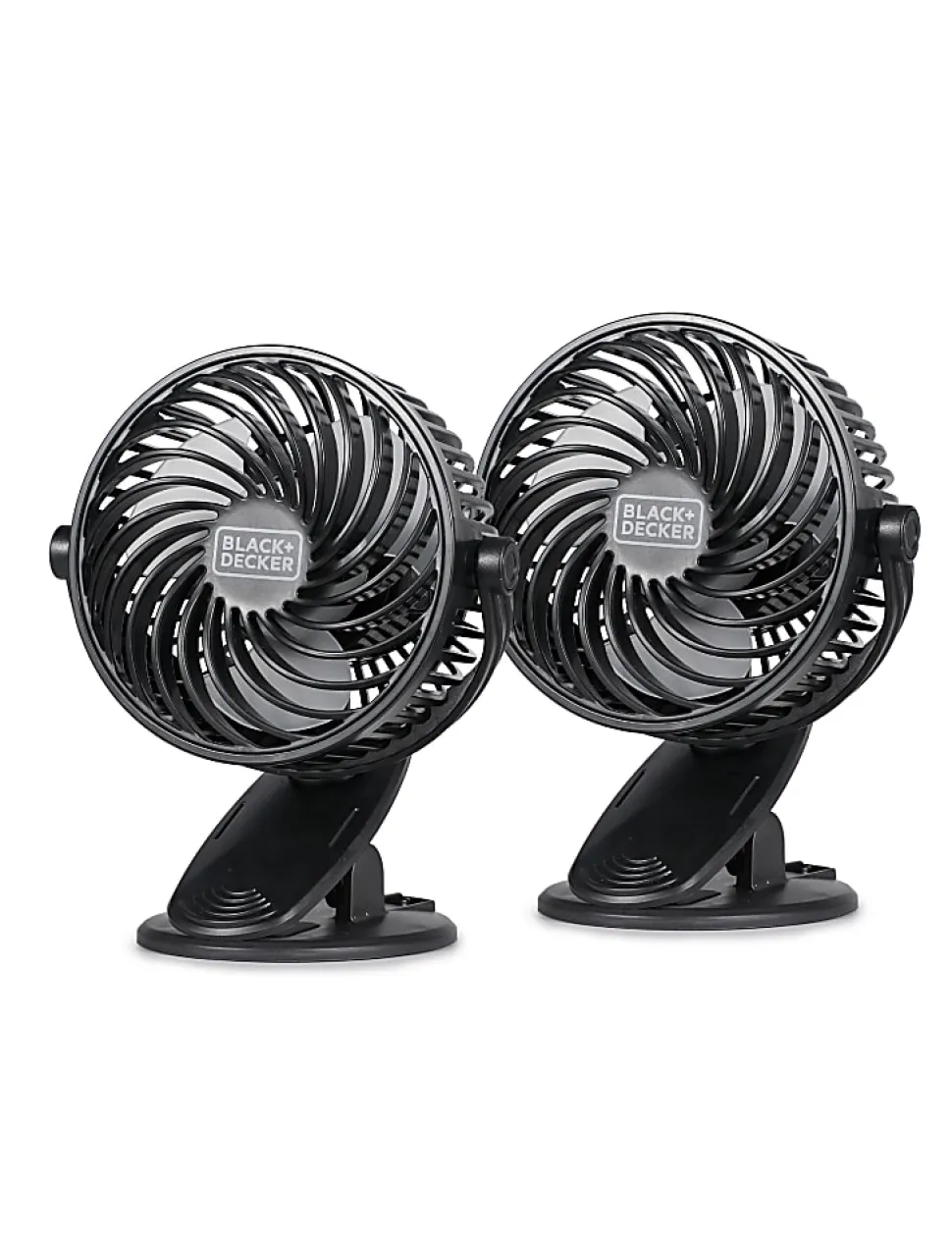 Black+Decker 4" Convertible Cooling Clip Fans, 6-5/16”H x 5-1/8”W x 3-15/16”D, Black, Set Of 2 Fans