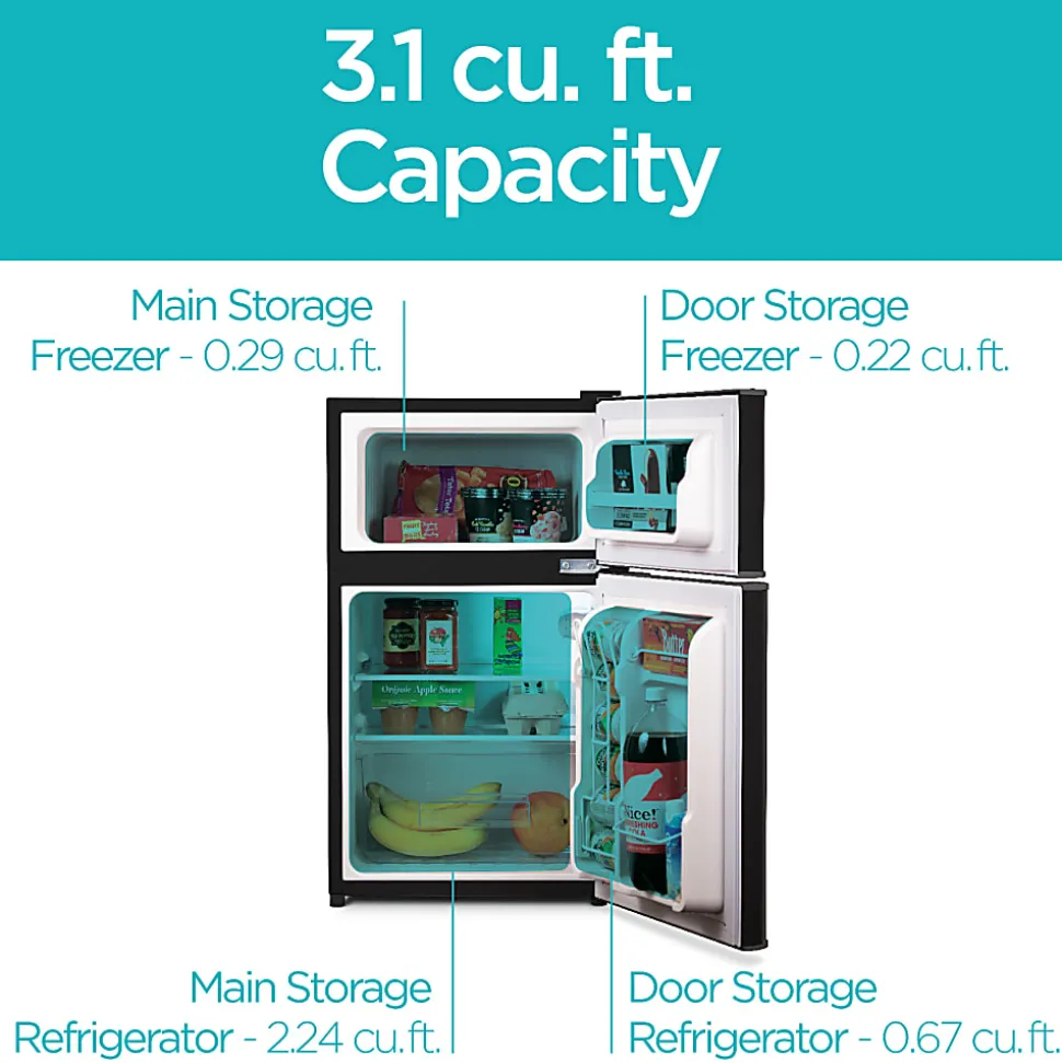 Black+Decker 3.1 Cu. Ft. 2-Door Refrigerator With True Freezer, Black