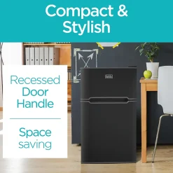 Black+Decker 3.1 Cu. Ft. 2-Door Refrigerator With True Freezer, Black
