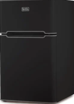 Black+Decker 3.1 Cu. Ft. 2-Door Refrigerator With True Freezer, Black