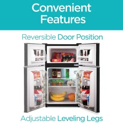 Black+Decker 3.1 Cu. Ft. 2-Door Refrigerator With True Freezer, Black