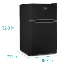 Black+Decker 3.1 Cu. Ft. 2-Door Refrigerator With True Freezer, Black