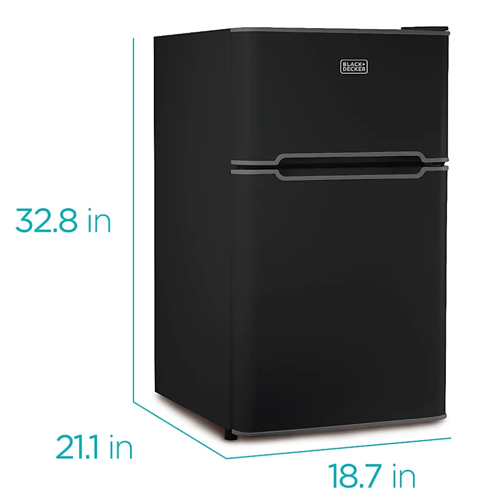 Black+Decker 3.1 Cu. Ft. 2-Door Refrigerator With True Freezer, Black