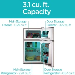 Black+Decker 3.1 Cu. Ft. 2-Door Refrigerator With True Freezer, White