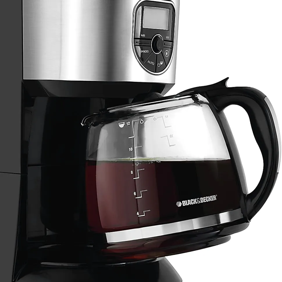 Black+Decker 12-Cup Programmable Coffee Maker, Black/Silver
