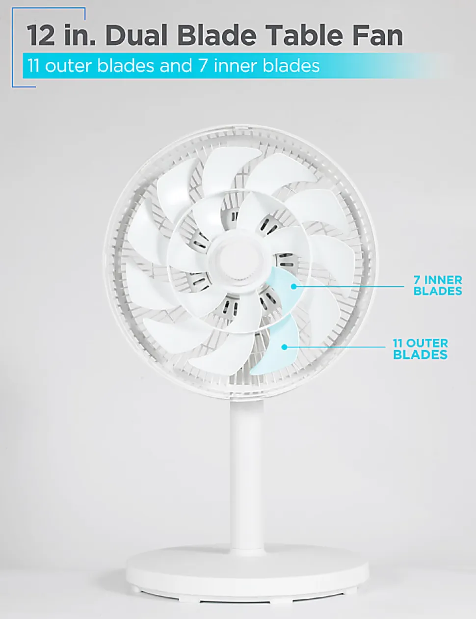 Black+Decker 12" Dual Blade Table Fan With Remote, 20”H x 11-3/4”W x 12”D