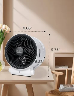 Black+Decker Dual Function 1,500W Desktop Heater And Fan, 9-3/4”H x 8-11/16”W x 6-15/16”D, White