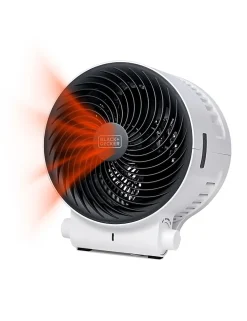 Black+Decker Dual Function 1,500W Desktop Heater And Fan, 9-3/4”H x 8-11/16”W x 6-15/16”D, White