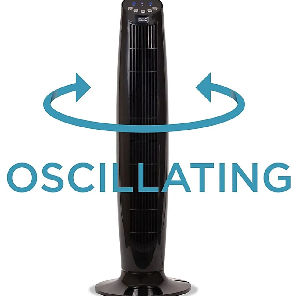 Black+Decker 36 In. Digital Tower Fan With Remote - 3 Speed - Oscillating, Timer-off Function - 35.9" Height x 11.8" Width x 11.8" Depth