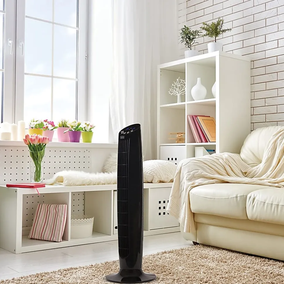 Black+Decker 36 In. Digital Tower Fan With Remote - 3 Speed - Oscillating, Timer-off Function - 35.9" Height x 11.8" Width x 11.8" Depth